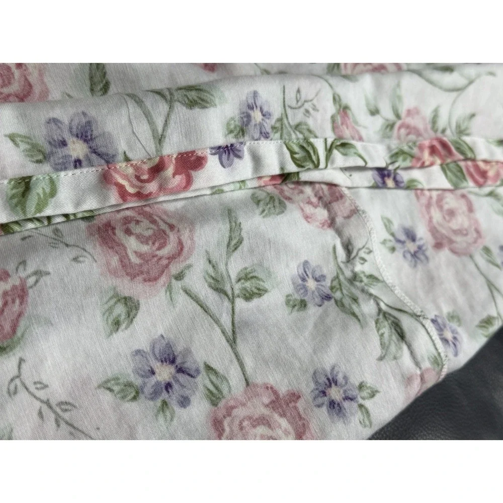 Talbots Intimates Vintage Floral Kaftan Robe 100% Cotton Partial Zip Housecoat L